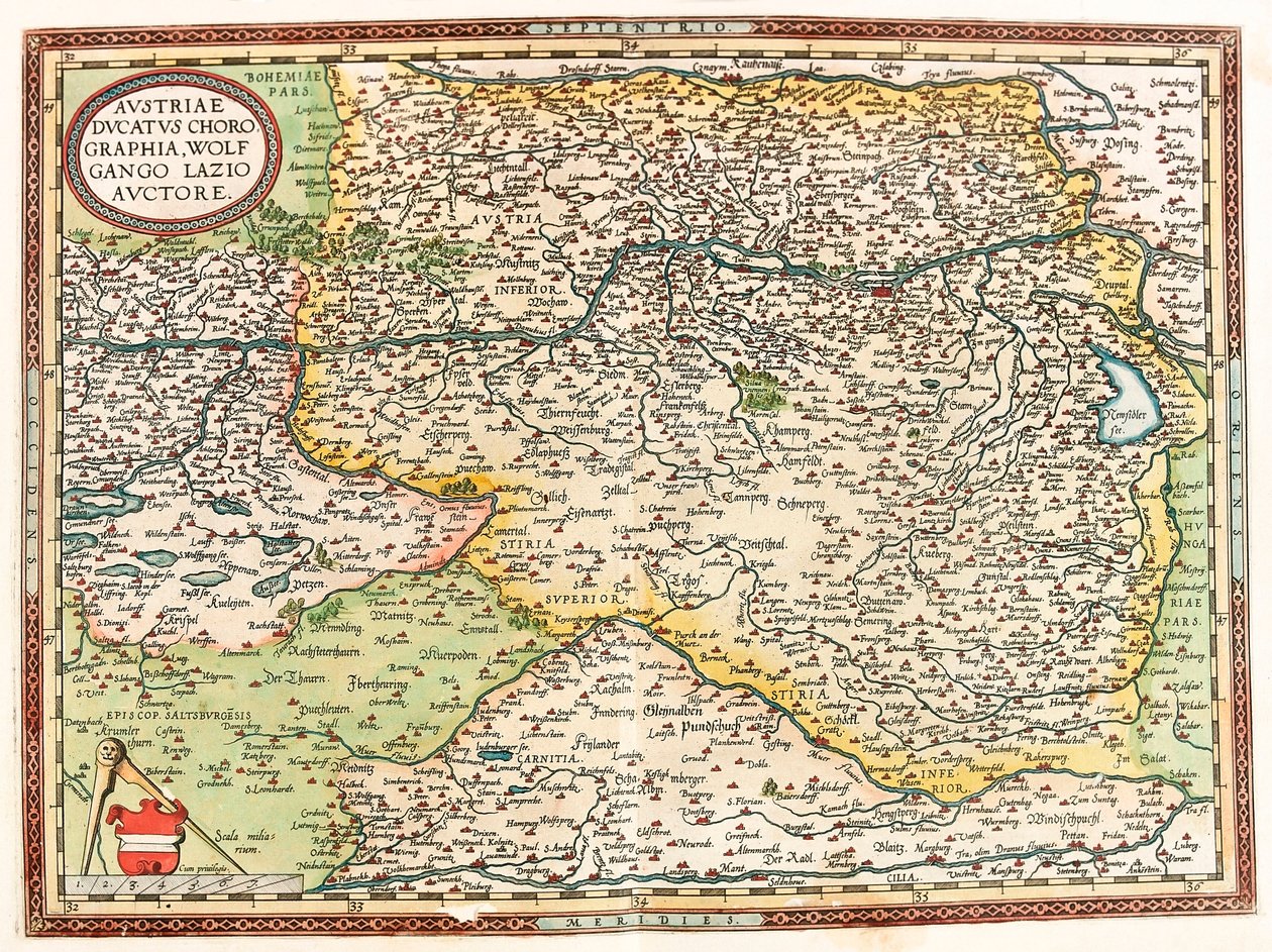 Østerrike Ducatus Chorographia Wolfgango Lazio Auctore Kart over Østerrike Ducatus Chorographia Wolfgango Lazio Auctore Østerrike Ducatus Chorographia Wolfgango Lazio Auctore av Abraham Ortelius