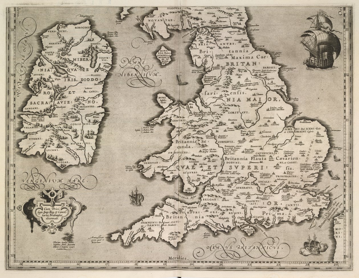 En gammel beskrivelse av de britiske øyer av Abraham Ortelius