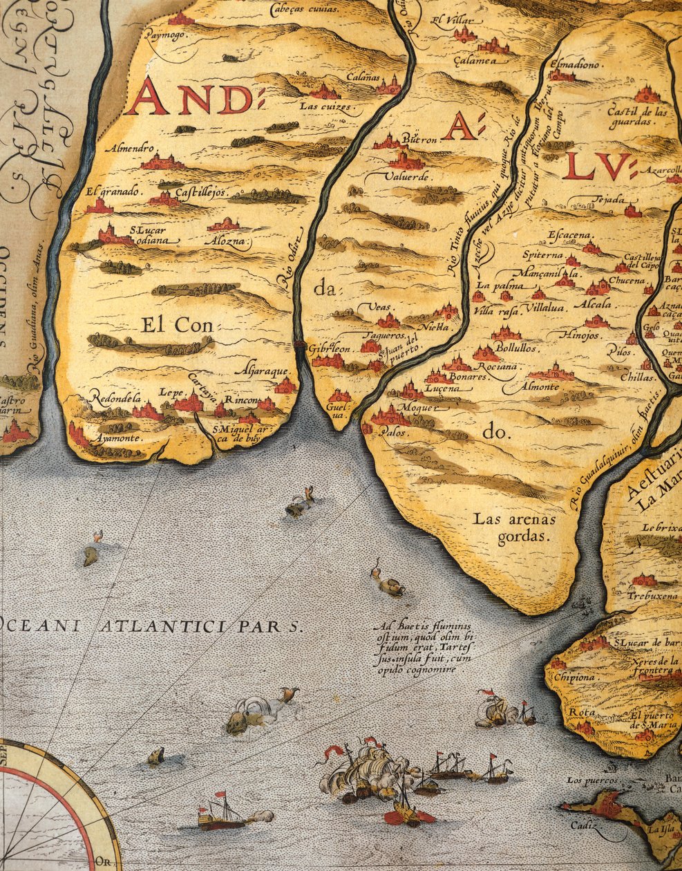 Havnen i Palos, av Abraham Ortelius (1528-1598), plate av Abraham Ortelius