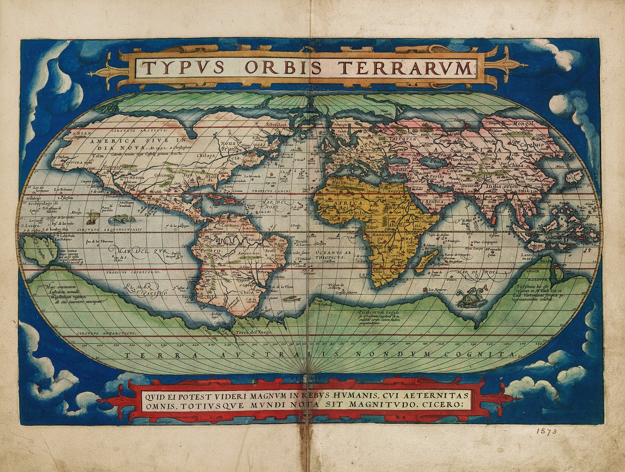 Bilde av verdens klode av Abraham Ortelius