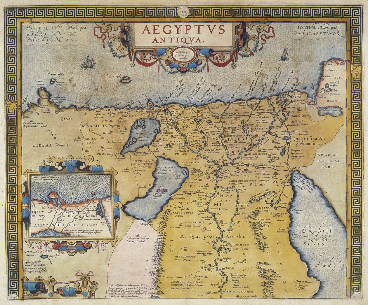 Kart over det gamle Egypt - av Abraham Ortelius, Antwerpen av Abraham Ortelius