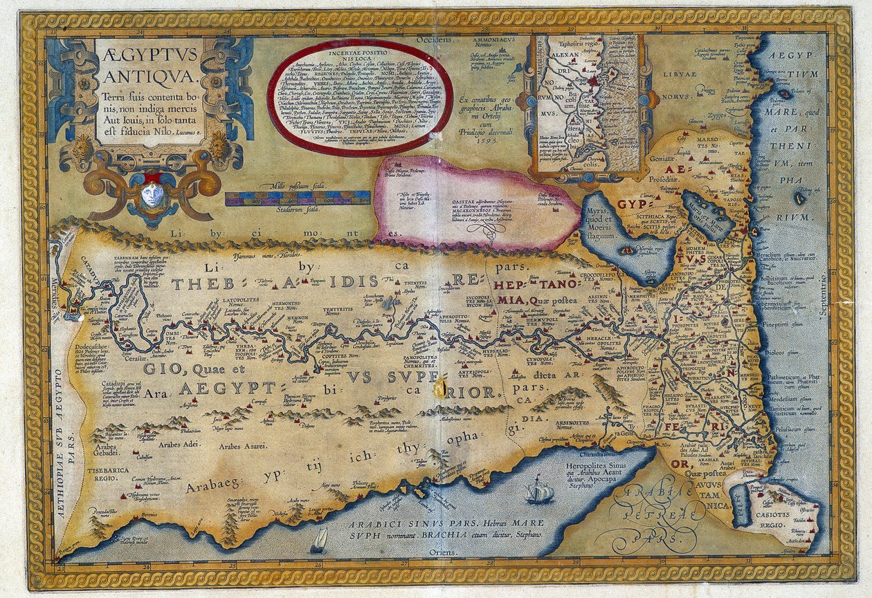 Kart over det gamle Egypt - av Abraham Ortelius, Antwerpen av Abraham Ortelius