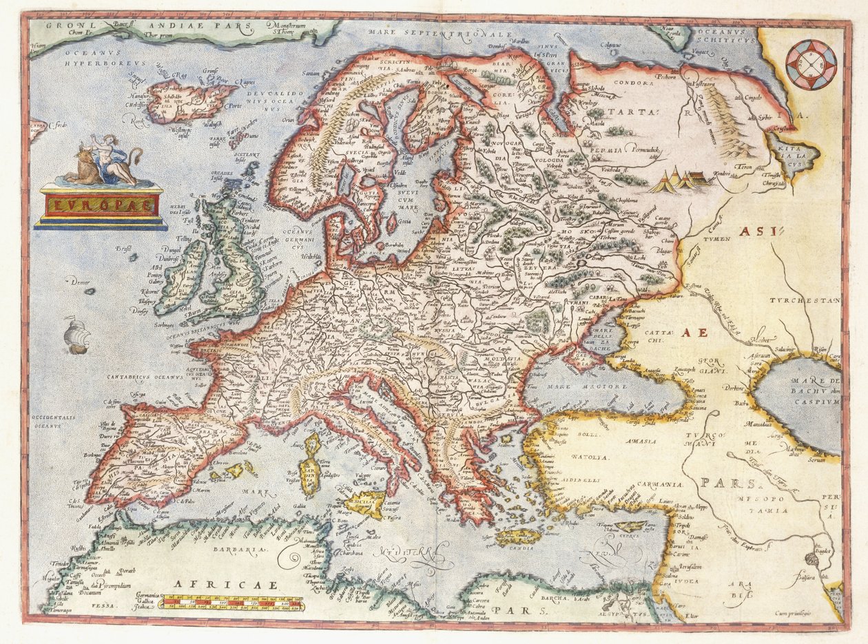 Kart over Europa, 1587 av Abraham Ortelius