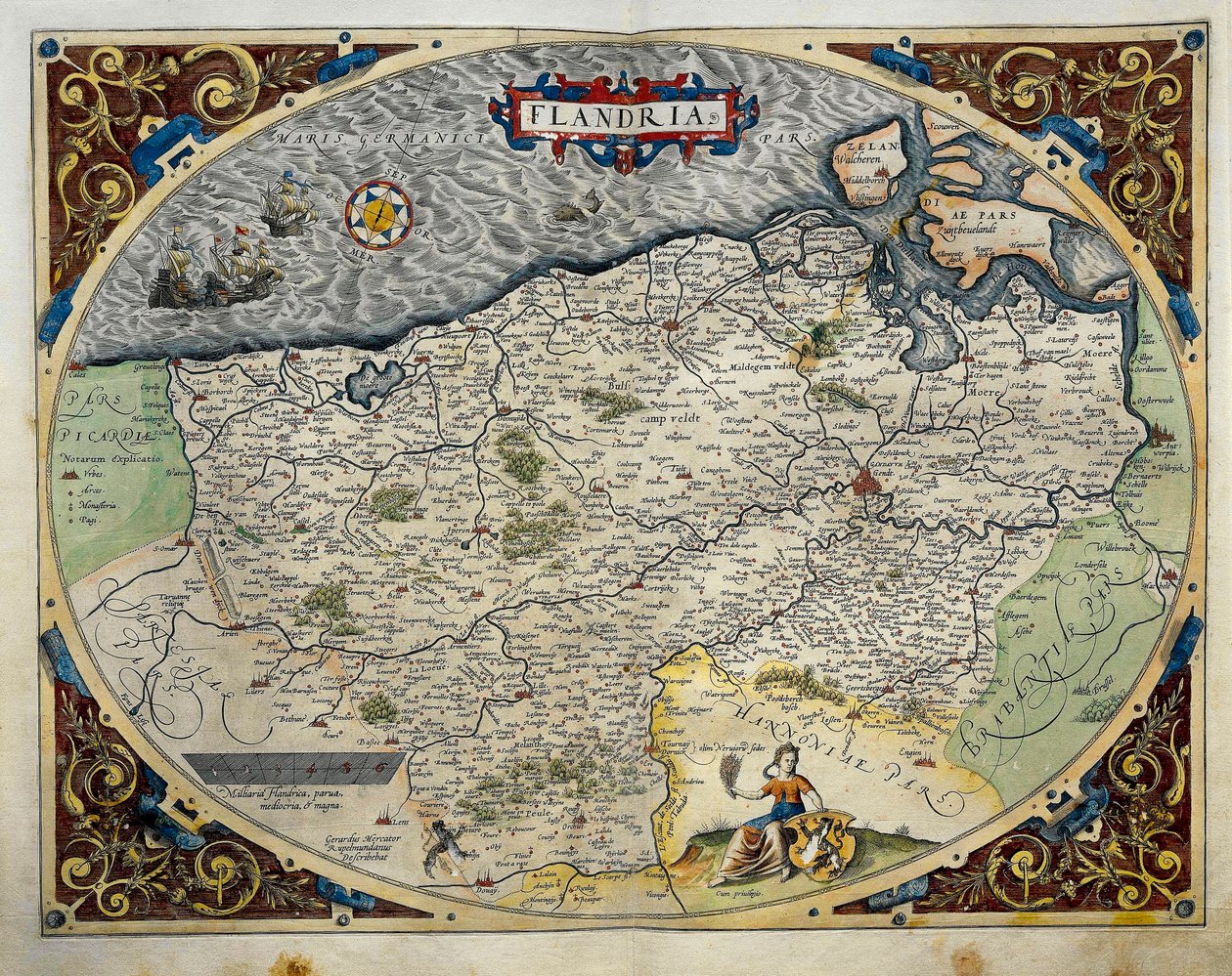 Kart over Flandern, fra Theatrum Orbis Terrarum av Abraham Ortelius av Abraham Ortelius