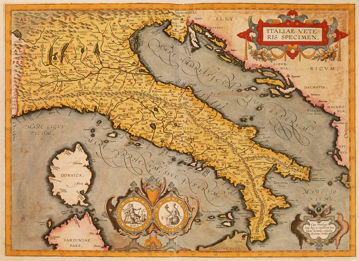 Kart over Italia av Abraham Ortelius av Abraham Ortelius