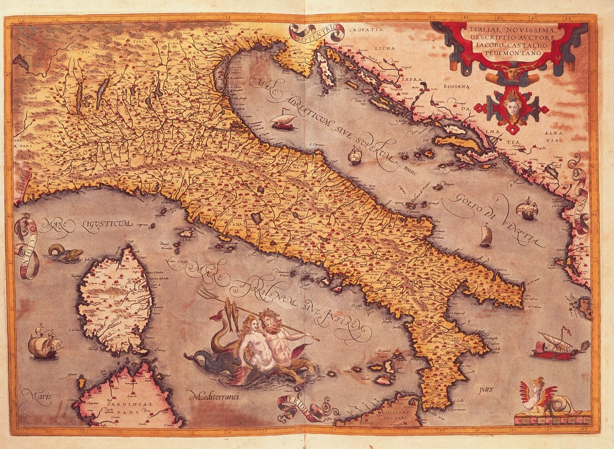 Kart over Italia fra Theatrum Orbis Terrarum, av Abraham Ortelius av Abraham Ortelius