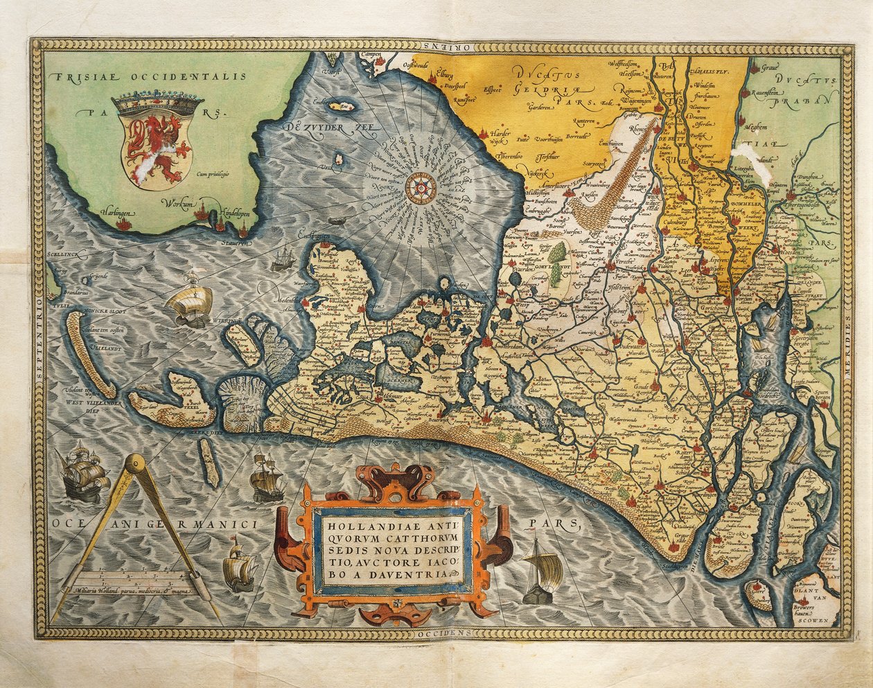 Kart over Nederland, fra Theatrum Orbis Terrarum av Abraham Ortelius