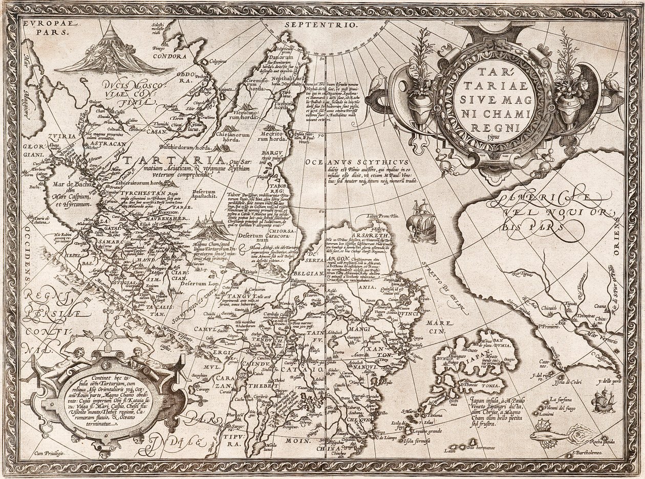 Kart over Russland Fra: Verdenskart av Abraham Ortelius