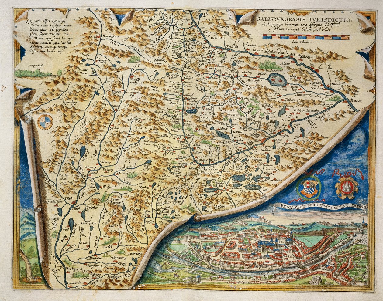 Kart over bispedømmet Salzburg, Østerrike, fra Theatrum Orbis Terrarum av Abraham Ortelius av Abraham Ortelius