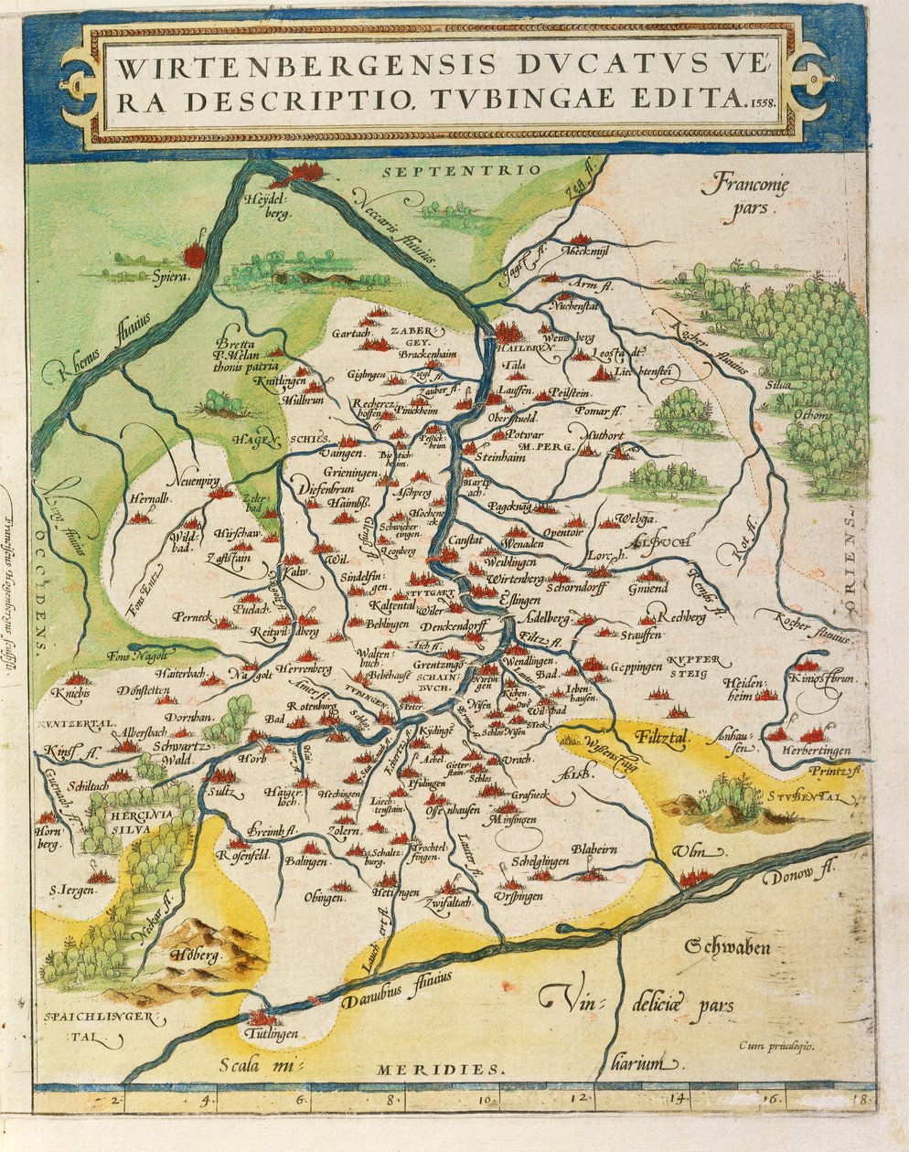 Kart over Württemberg, fra Theatrum Orbis Terrarum av Abraham Ortelius av Abraham Ortelius