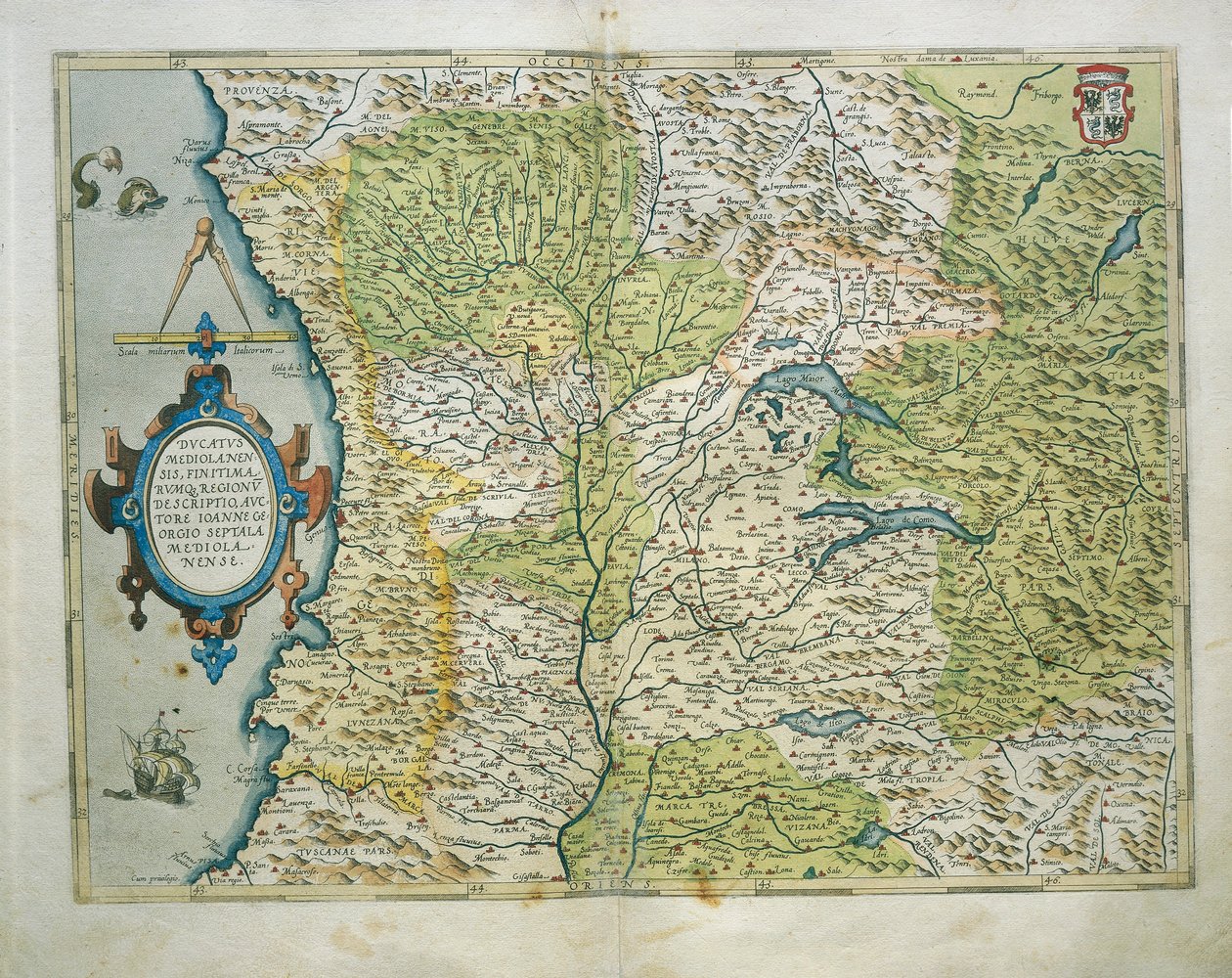 Kart over hertugdømmet Milano, Italia, fra Theatrum Orbis Terrarum av Abraham Ortelius av Abraham Ortelius