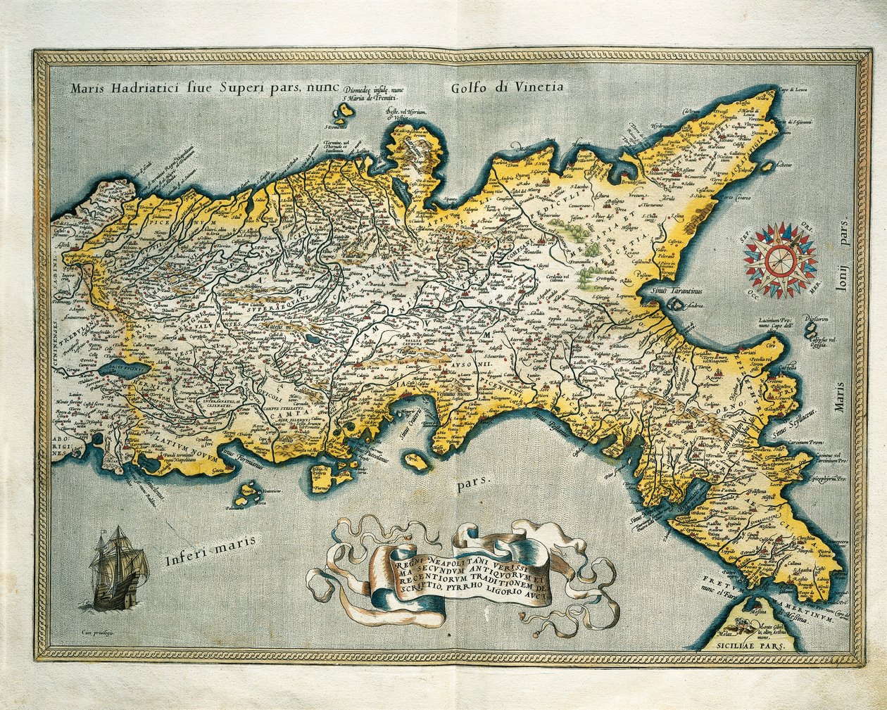 Kart over kongeriket Napoli, Italia, fra Theatrum Orbis Terrarum av Abraham Ortelius av Abraham Ortelius