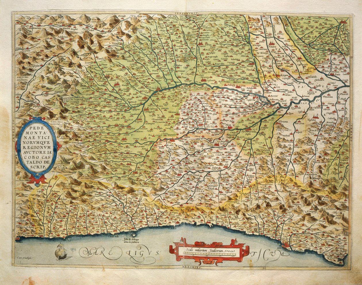 Kart over regionen Piemonte, Italia, fra Theatrum Orbis Terrarum av Abraham Ortelius av Abraham Ortelius