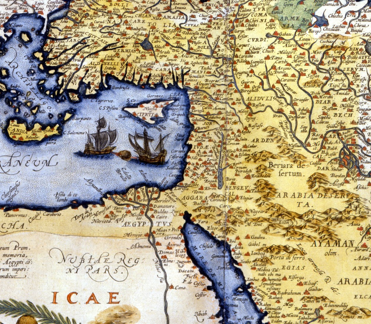 Palestina og Egypt etter Atlas of Abraham Ortelius, Amsterdam av Abraham Ortelius