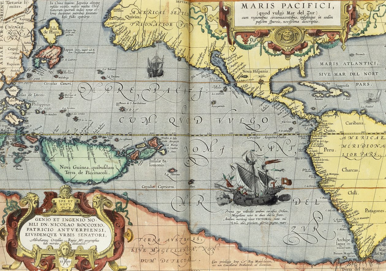 Stillehavet, 1592 av Abraham Ortelius