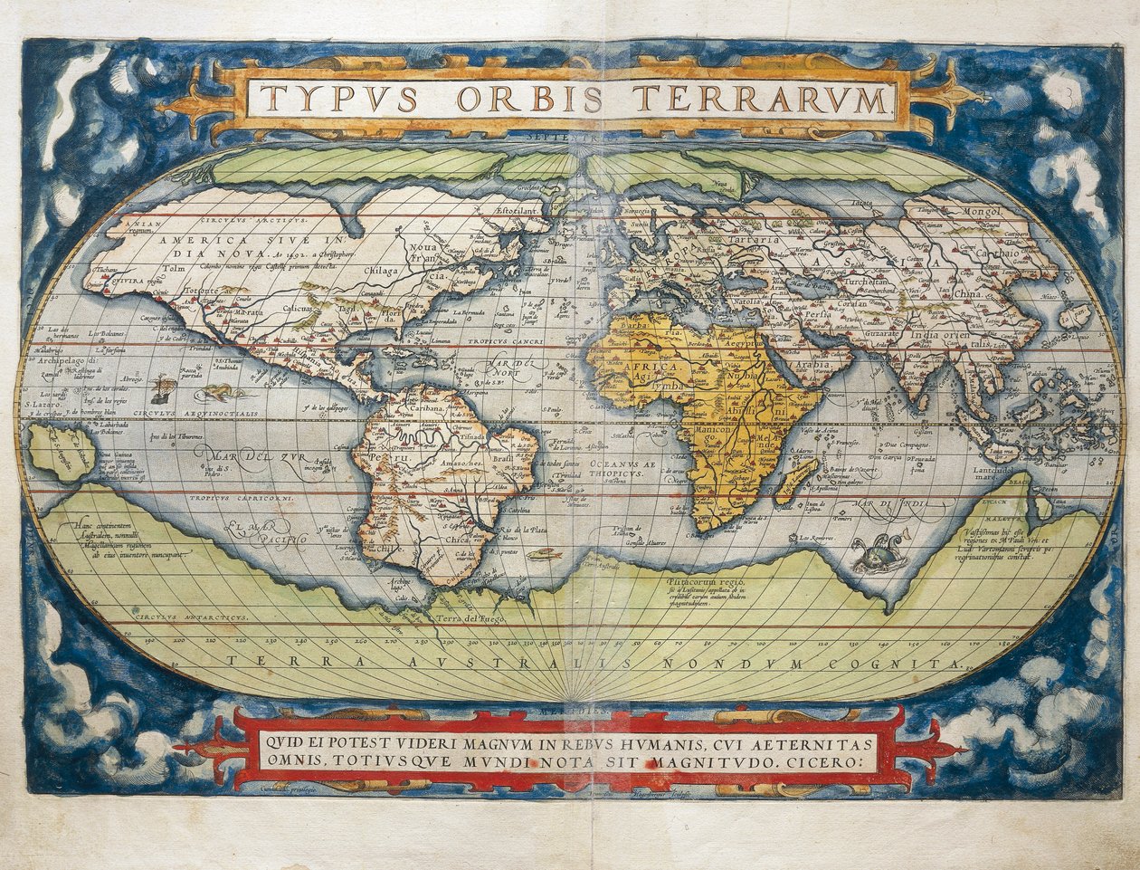 Verdenskart fra Theatrum Orbis Terrarum av Abraham Ortelius av Abraham Ortelius