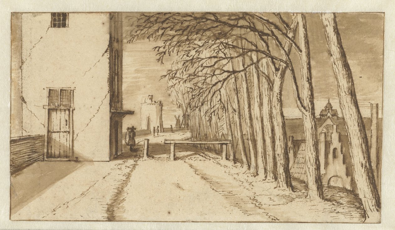 Utsikt langs bymuren i Utrecht, fra sør, med Smeetoren (