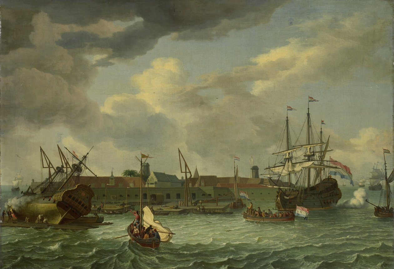 Øya Onrust nær Batavia (Jakarta) av Abraham Storck (manner of)