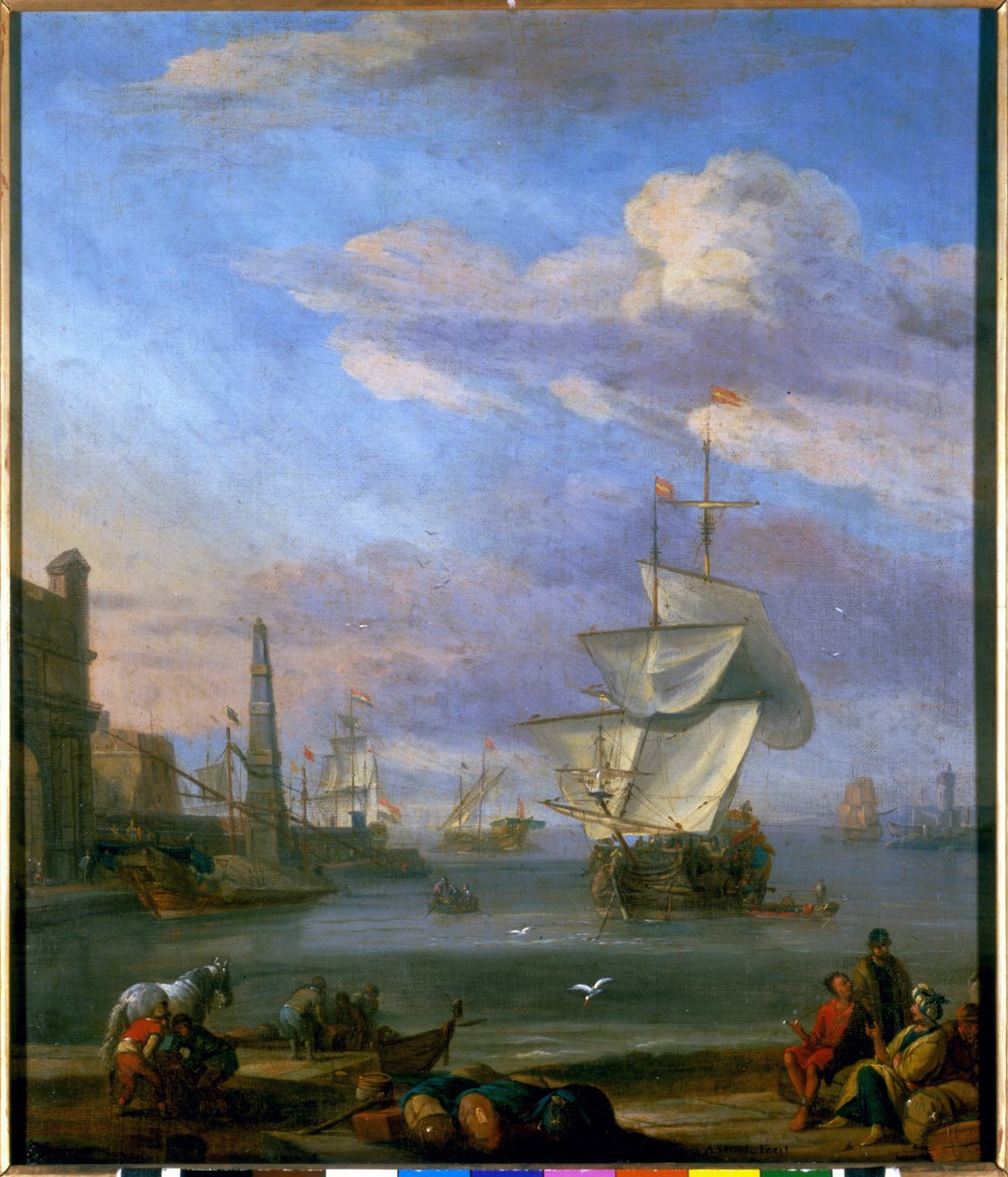 En nederlandsk havn, maleri av Abrahm Storck av Abraham Storck