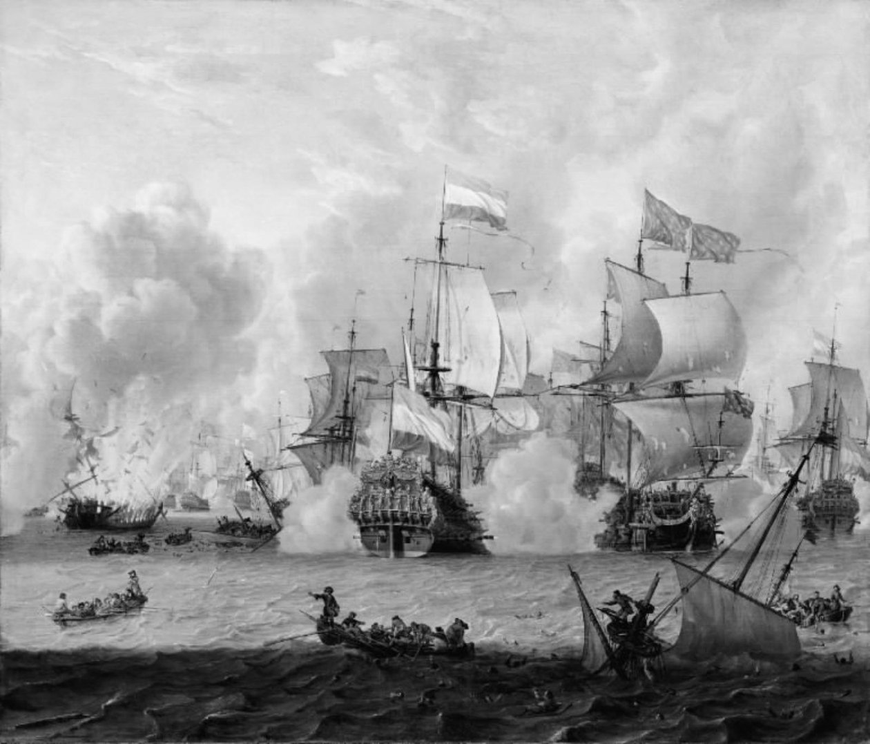 Møte mellom den engelske og den nederlandske flåten ved La Hogue 29. mai 1692 av Abraham Storck