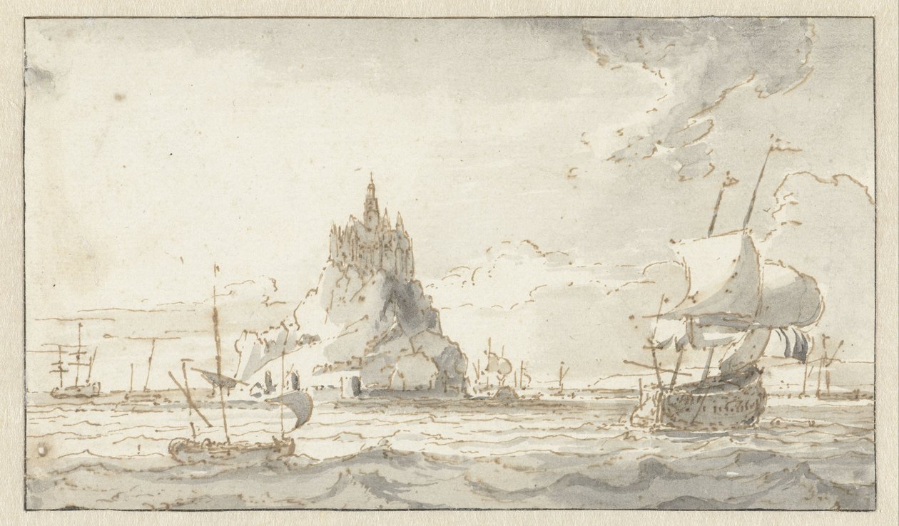 Utsikt over Mont-Saint-Michel av Abraham Storck
