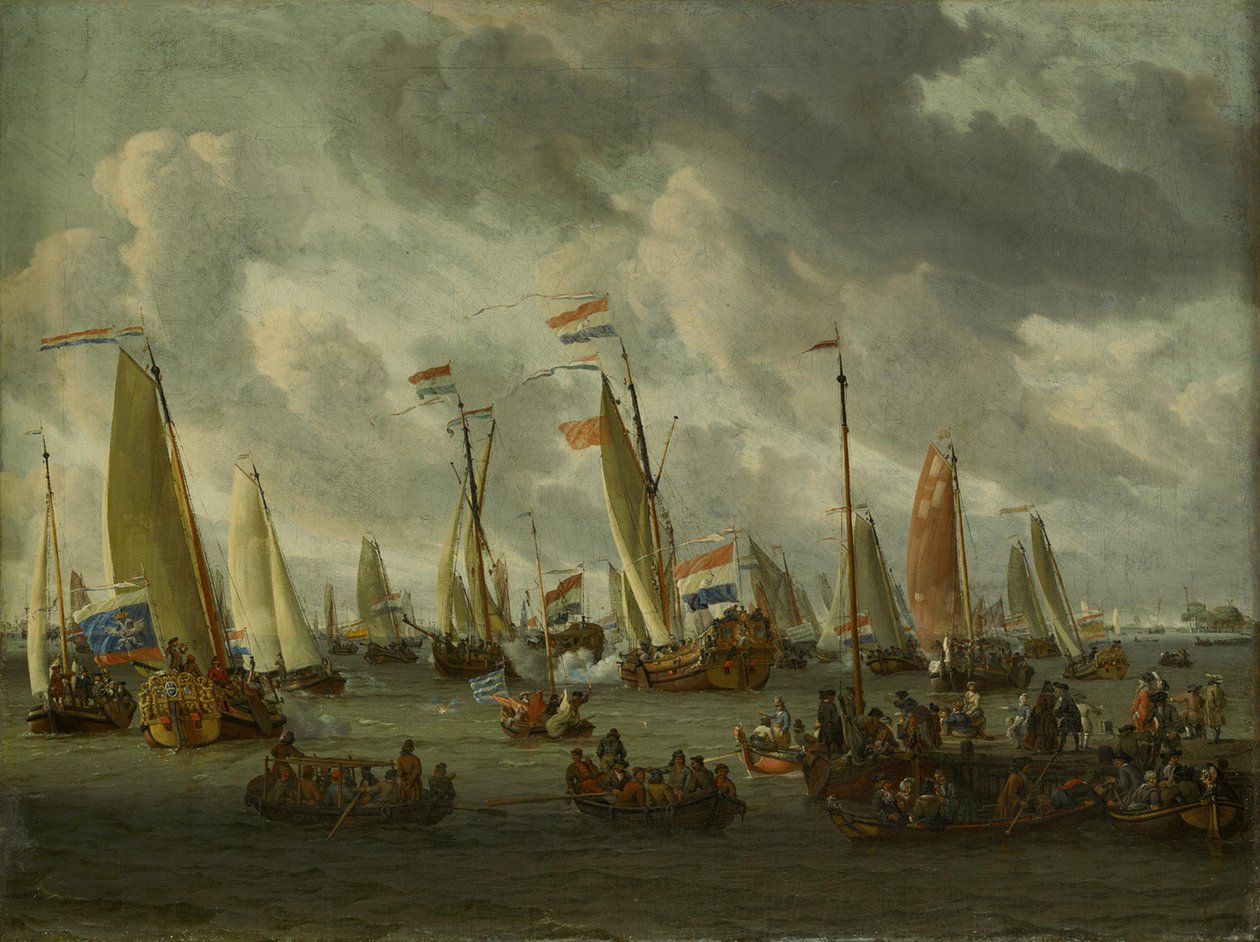 Sjøslaget på IJ til ære for den moskovittiske ambassaden (1. september 1697) av Abraham Storck