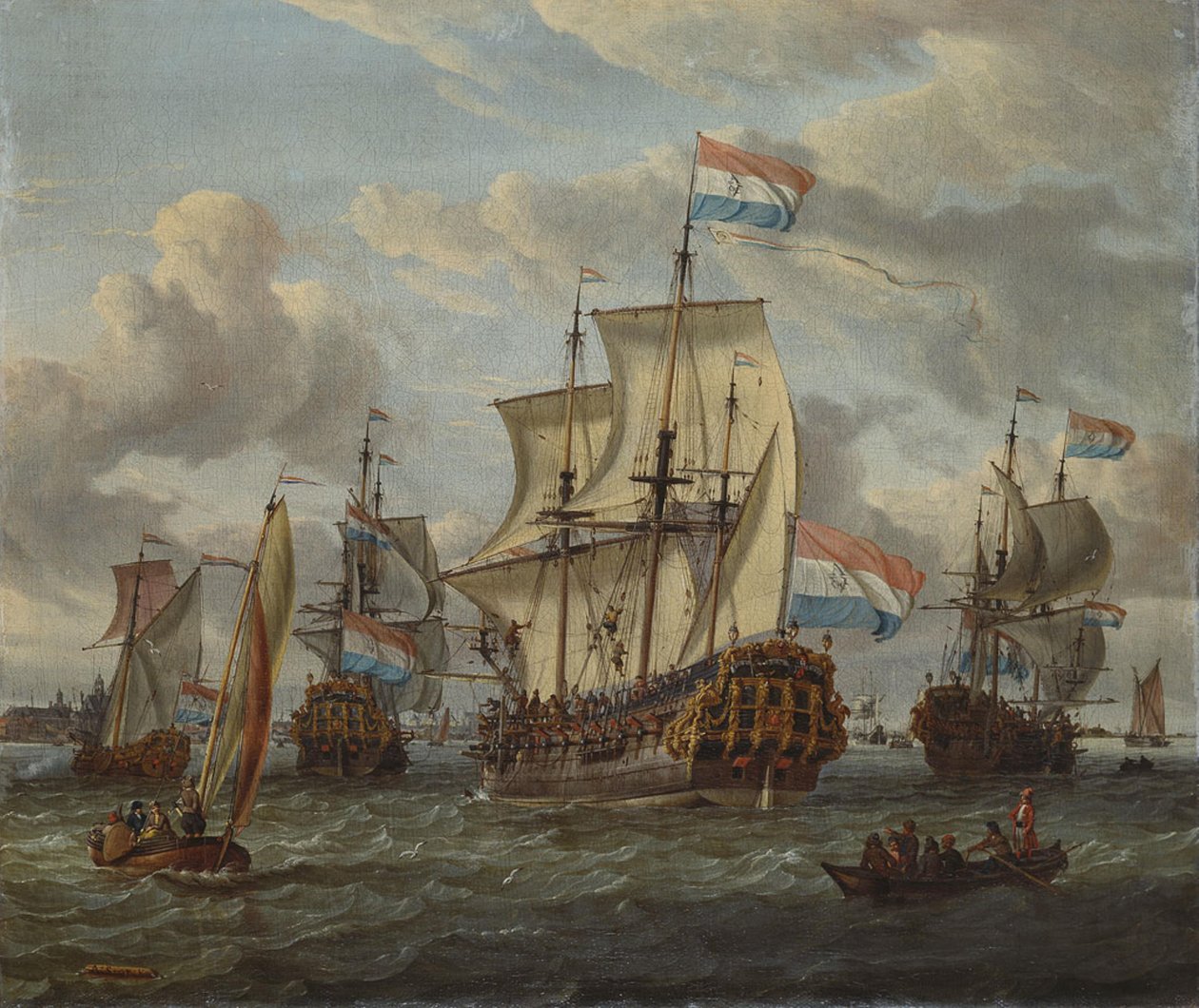Fregatten Pieter en Paul på IJ av Abraham Storck