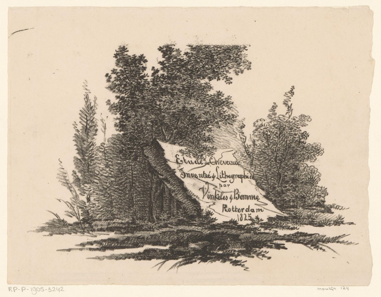 Stein i landskapet Etude de Chevaux (serietittel på objekt) av Abraham Vinkeles