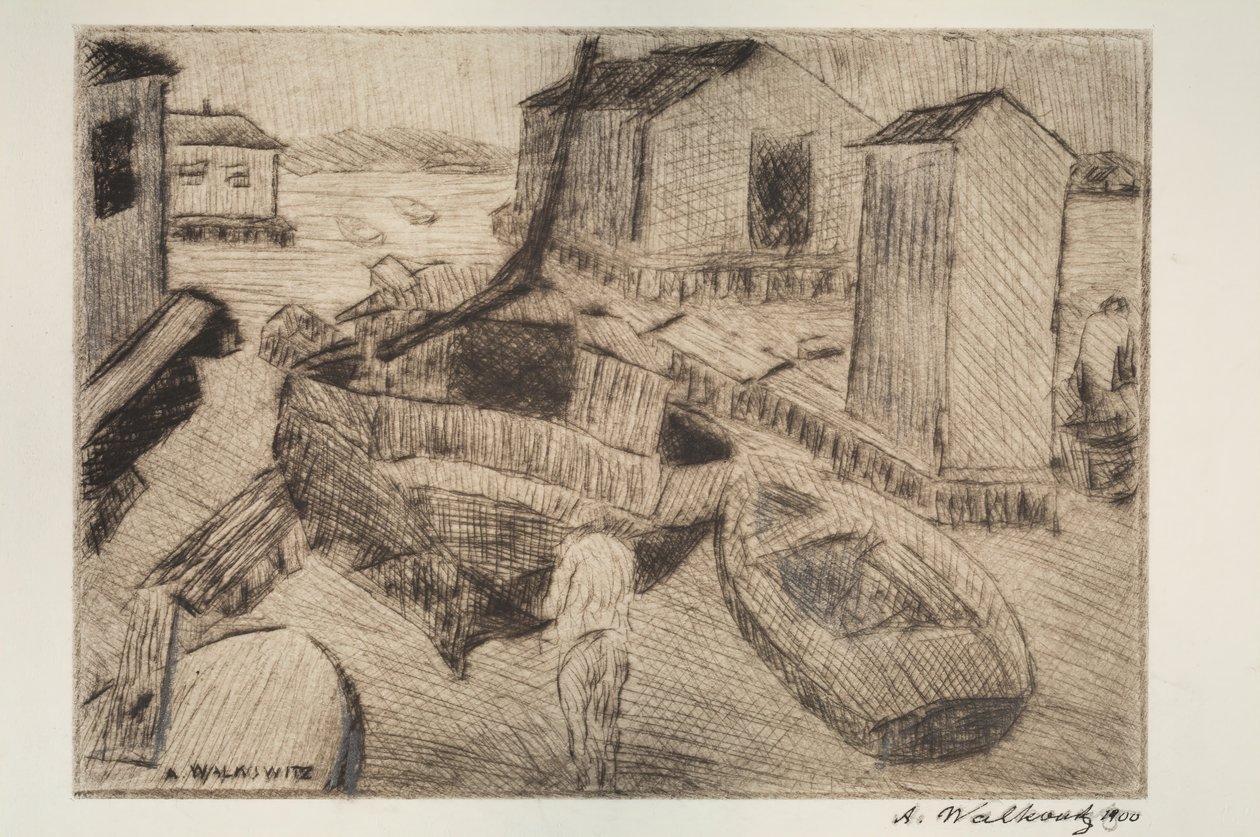Gatescene, bygning eller portrett, 1900. av Abraham Walkowitz