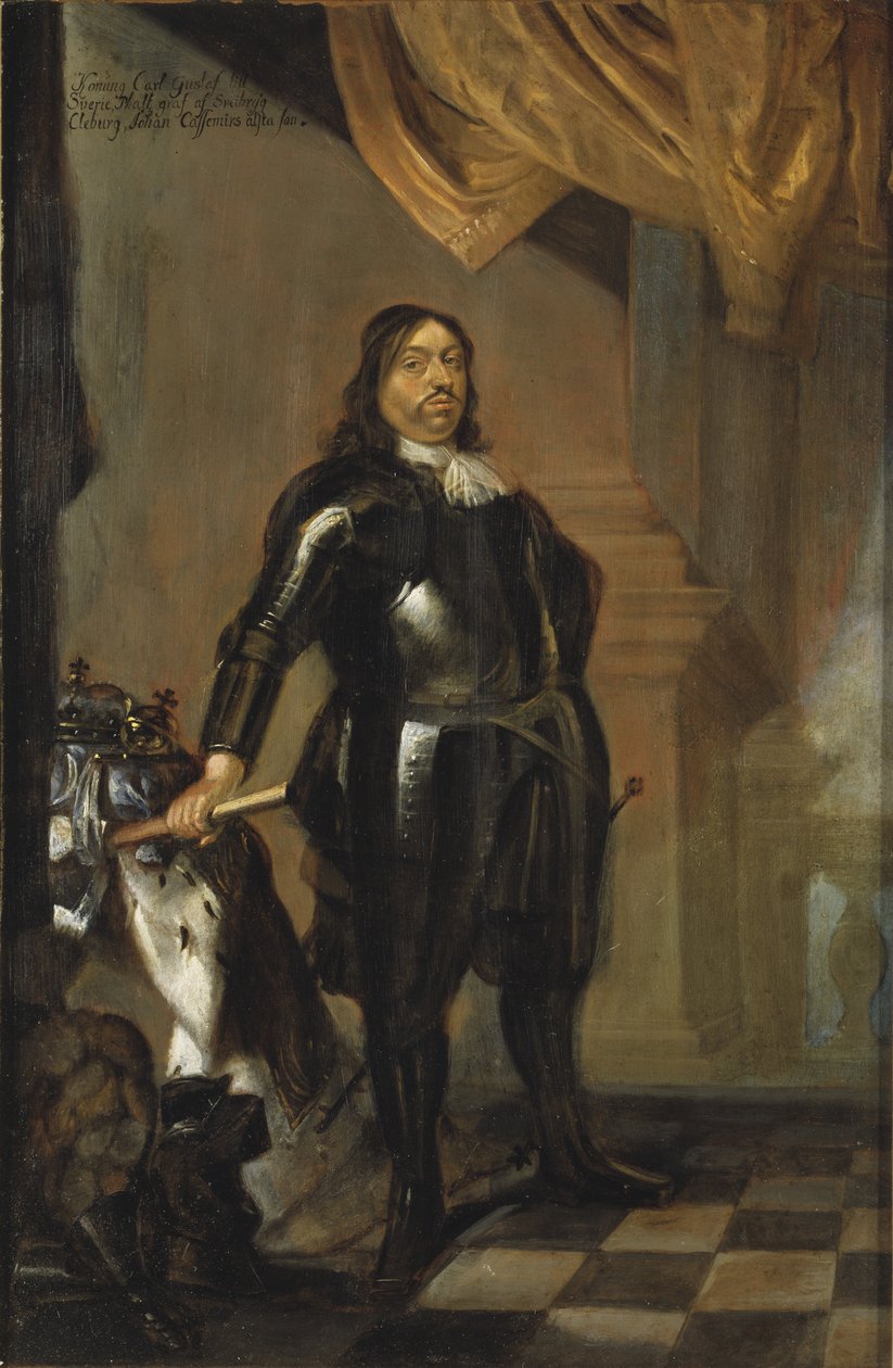 Charles X Gustave, roi de Suede - Portrett av kong Charles X Gustav av Sverige (1622-1660), av Wuchters, Abraham (1610-1682). Olje på kobber, midten av 1600-tallet. Dimensjon: 35x23 cm. Nationalmuseum Stockholm av Abraham Wuchters