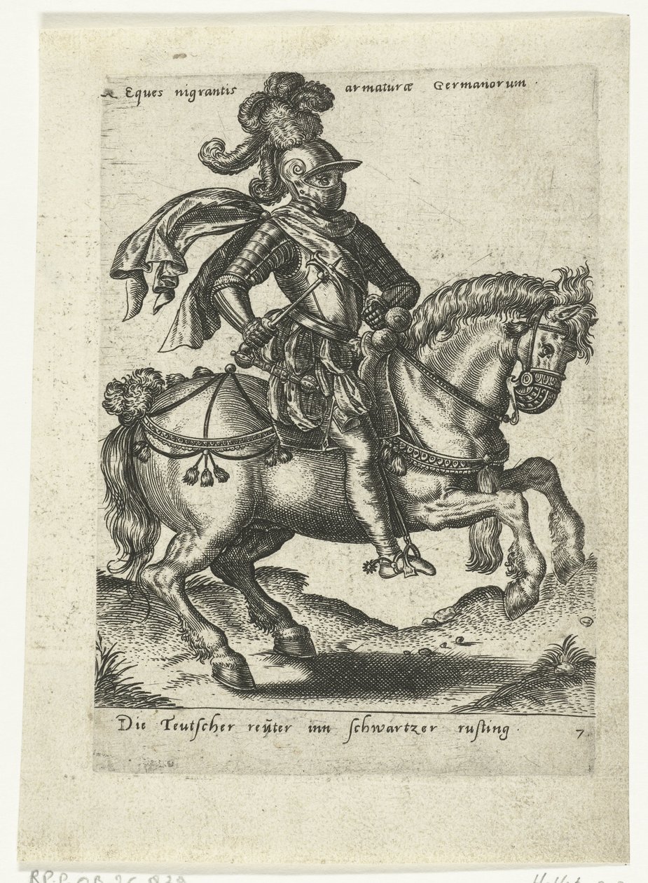 Tysk rytter i svart rustning av Abraham de Bruyn (attributed to)