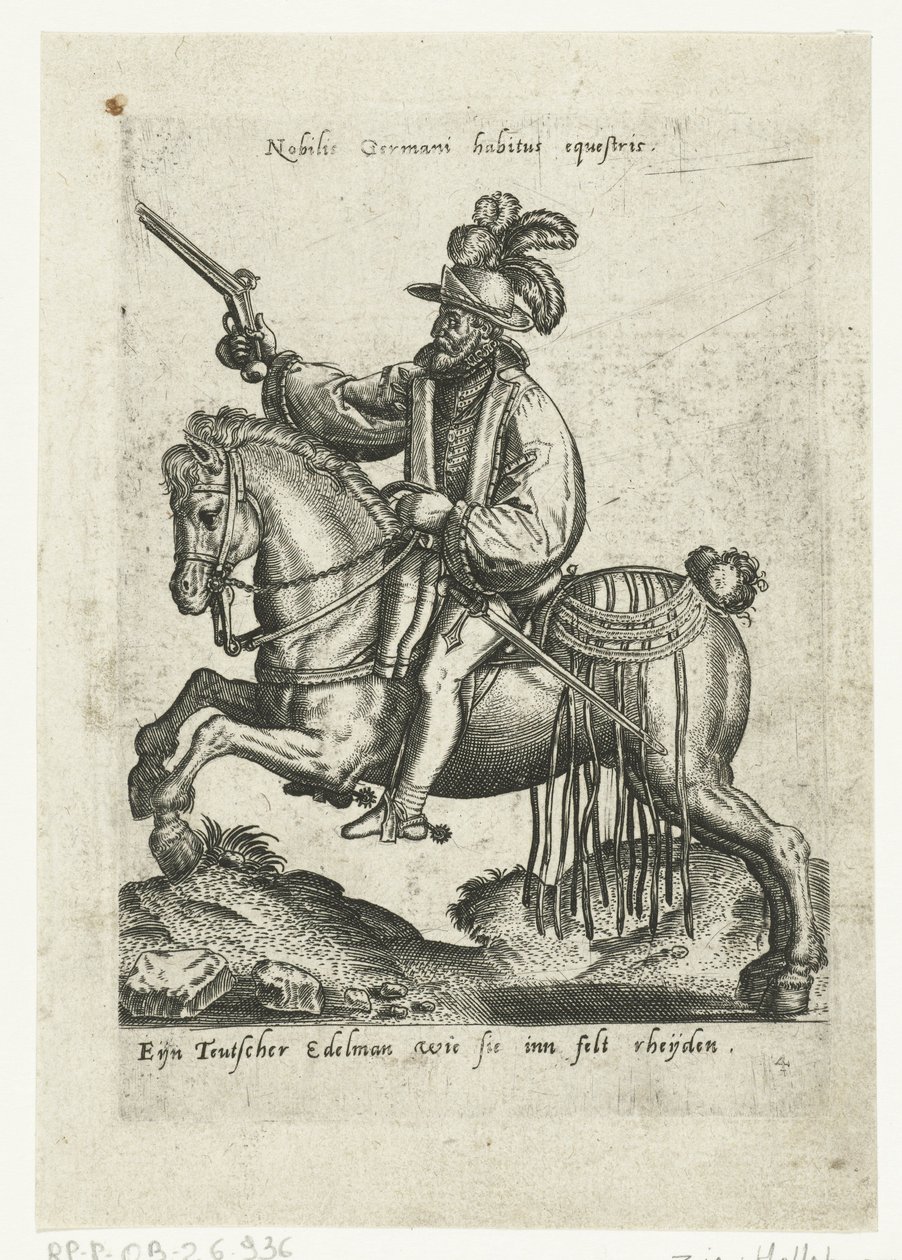 Tysk rytter med pistol av Abraham de Bruyn (attributed to)