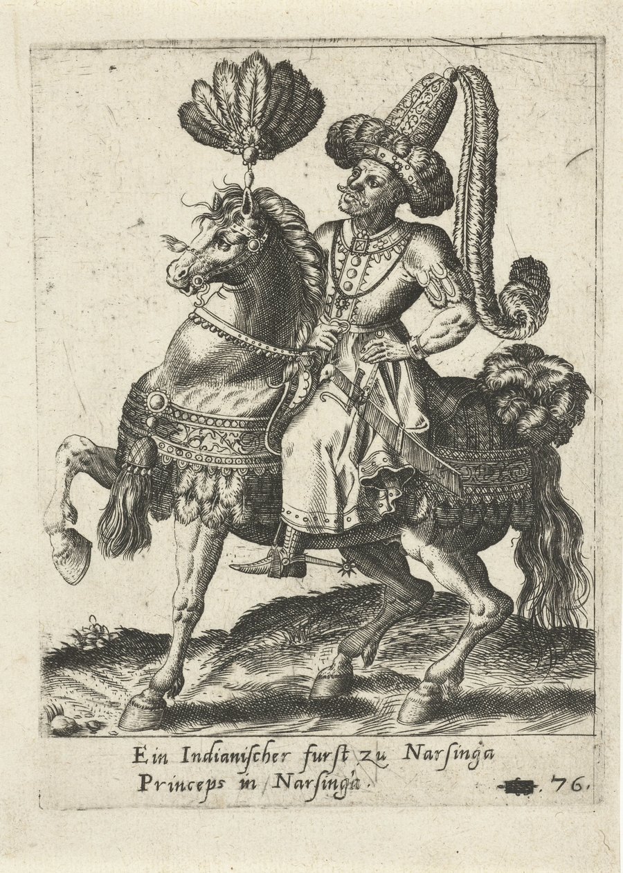 Indisk monark til hest av Abraham de Bruyn (attributed to)