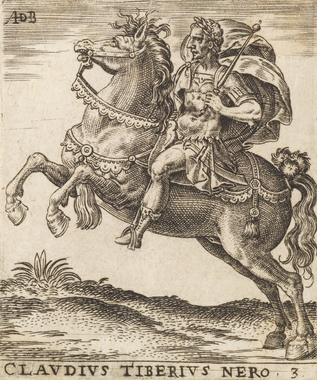 Claudius Tiberius Nero fra Twelve Caesars on Horseback, ca. 1565-1587., ca. 1565-1587. av Abraham de Bruyn