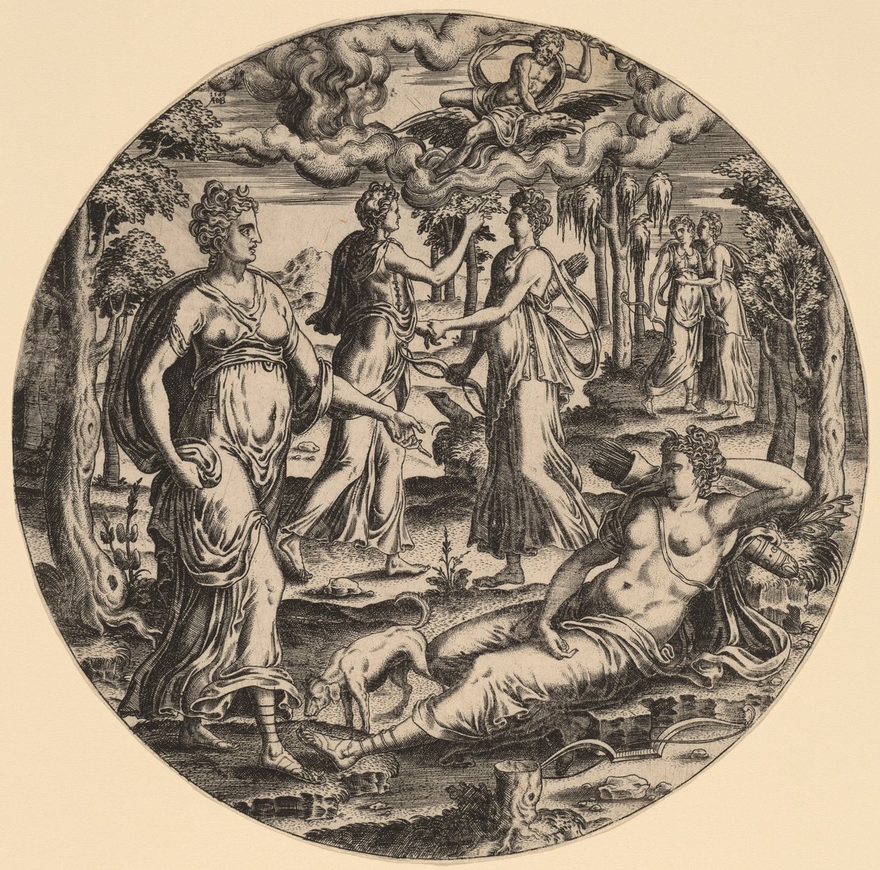 Diana og nymfene hennes i en hage av Abraham de Bruyn