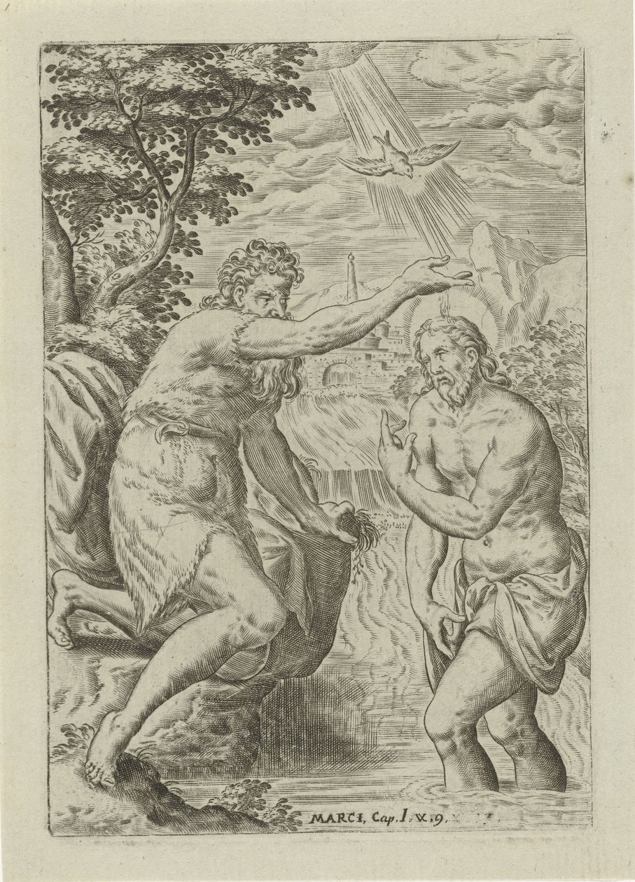 Kristi dåp Scener fra Bibelen (serietittel) Biblia sacra (serietittel) av Abraham de Bruyn