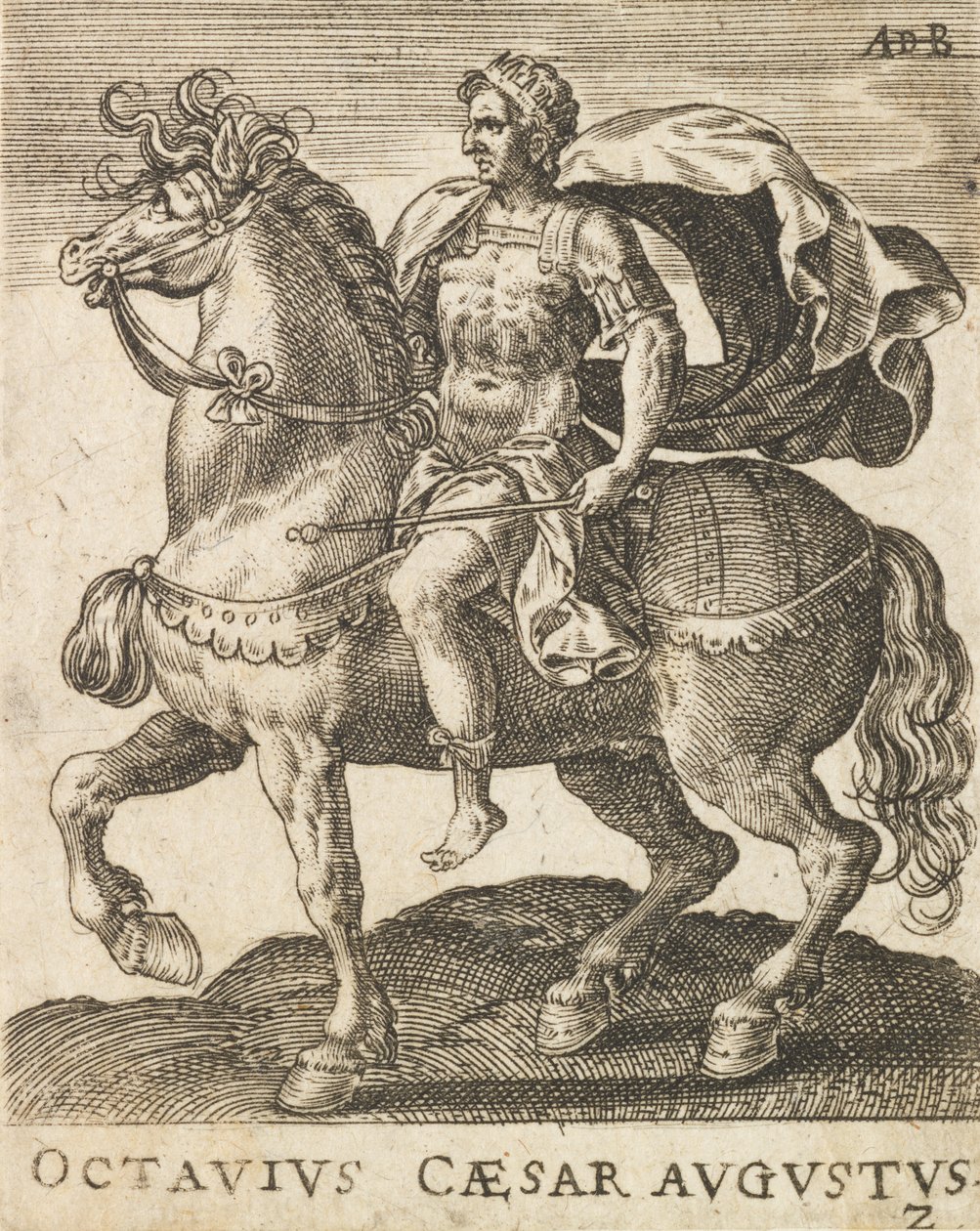 Octavius Caesar Augustus fra Twelve Caesars on Horseback, ca. 1565-1587., ca. 1565-1587. av Abraham de Bruyn