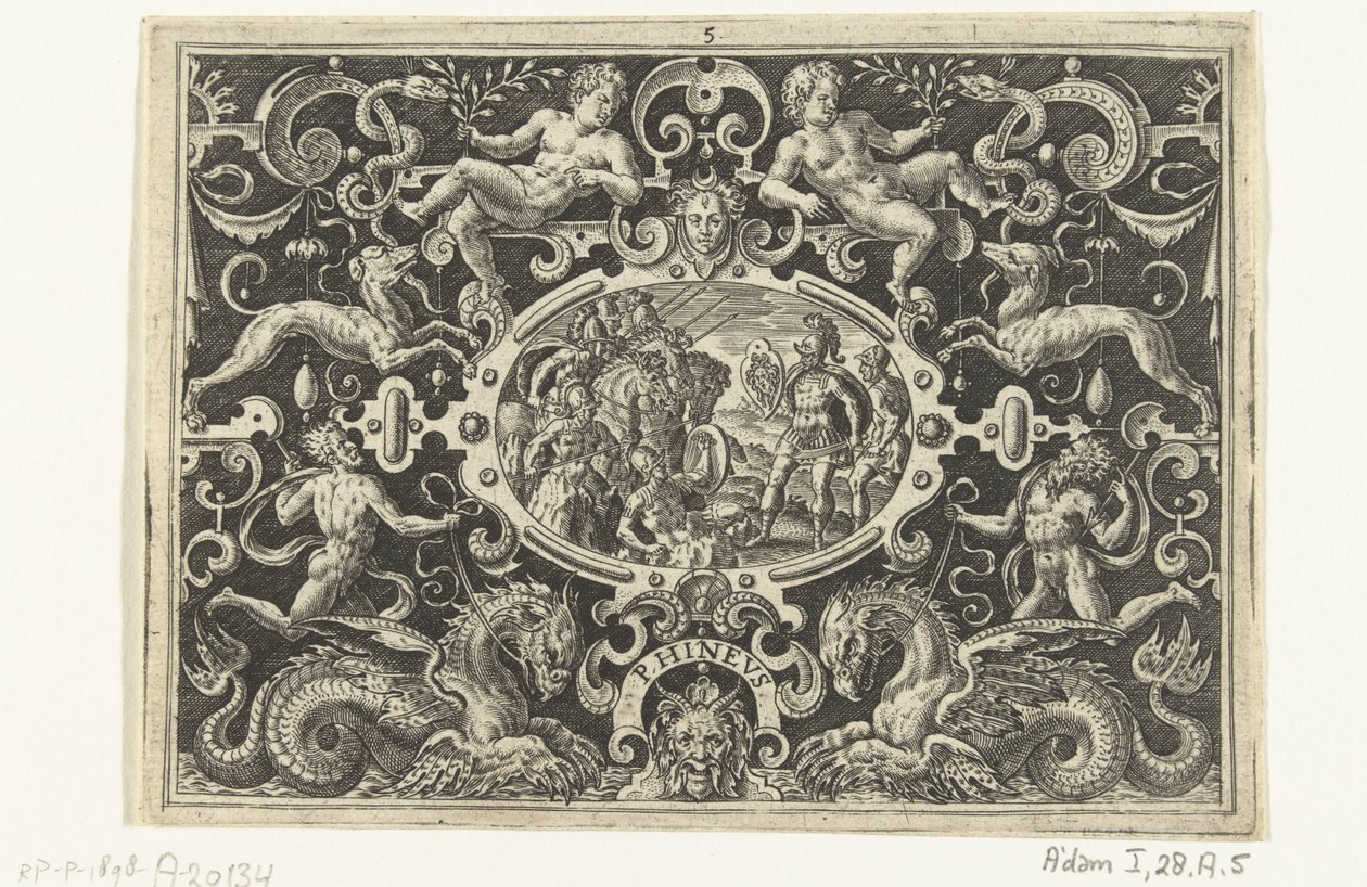 Perseus viser Medusa-skjoldet sitt til Phineus PHINEUS (tittel på objekt) av Abraham de Bruyn