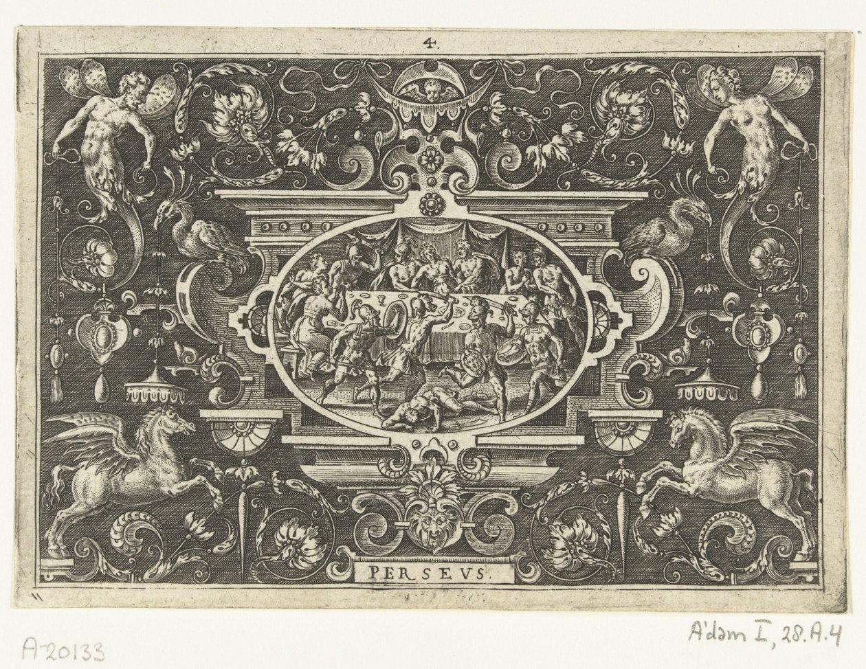 Phineus forstyrrer Perseus og Andromedas bryllup PERSEUS (tittel på objekt) av Abraham de Bruyn