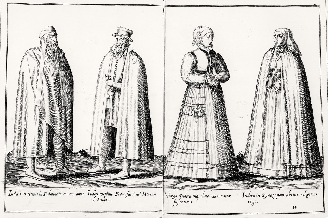 Jødiske klær fra sekstende århundre fra 'Omnium Poene Gentium Imagines', utgitt i Köln av Abraham de Bruyn