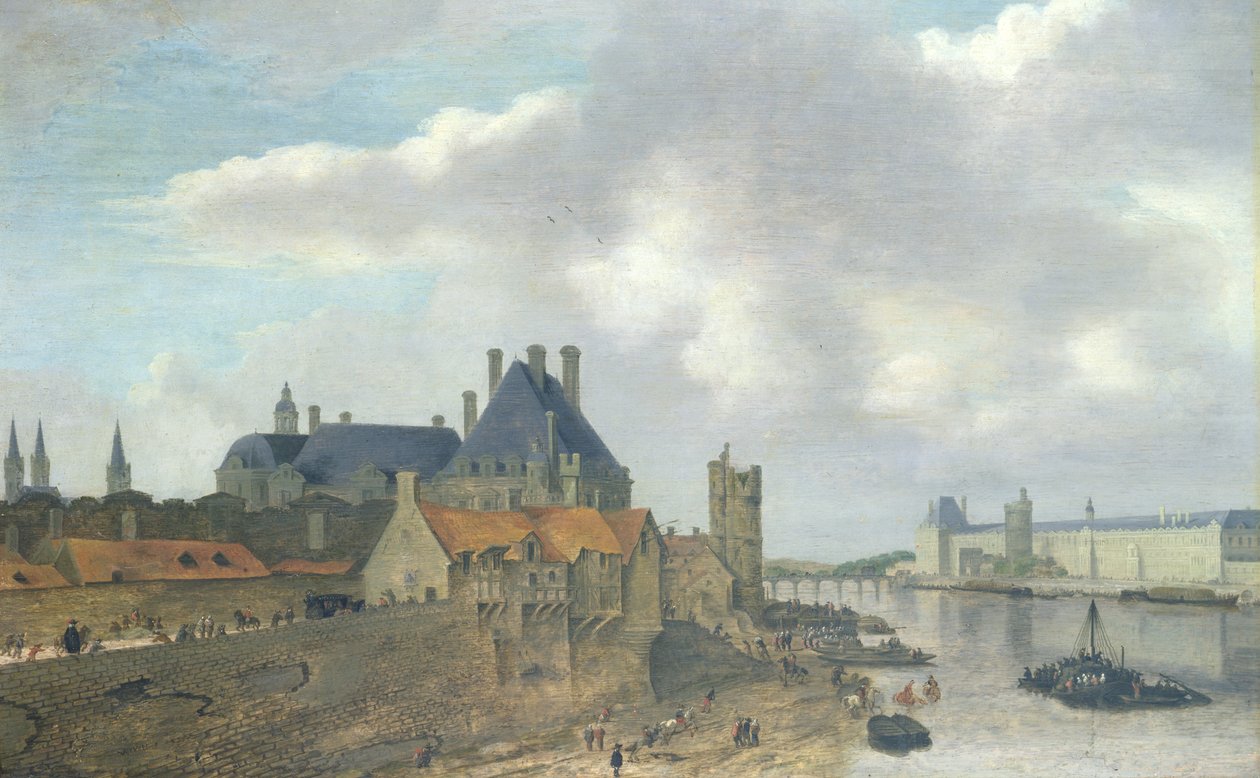 Nevers Hotel og Louvre-palasset, 1637 (olje på tre) av Abraham de Verwer