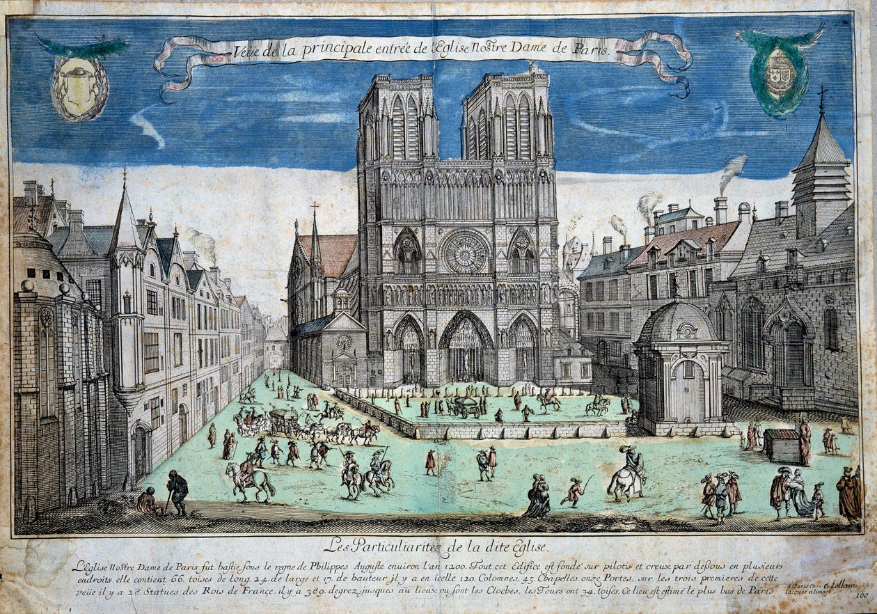 Utsikt over parvis Notre-Dame i Paris Gravering av Abraham Van Merlen (1579-1650). 1640 Paris. Museum of Notre Dame av Abraham van Merlen