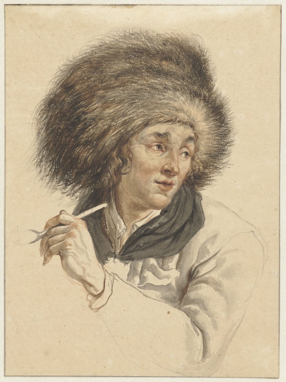 Mann med pelshatt og pipe av Abraham van Strij (I)