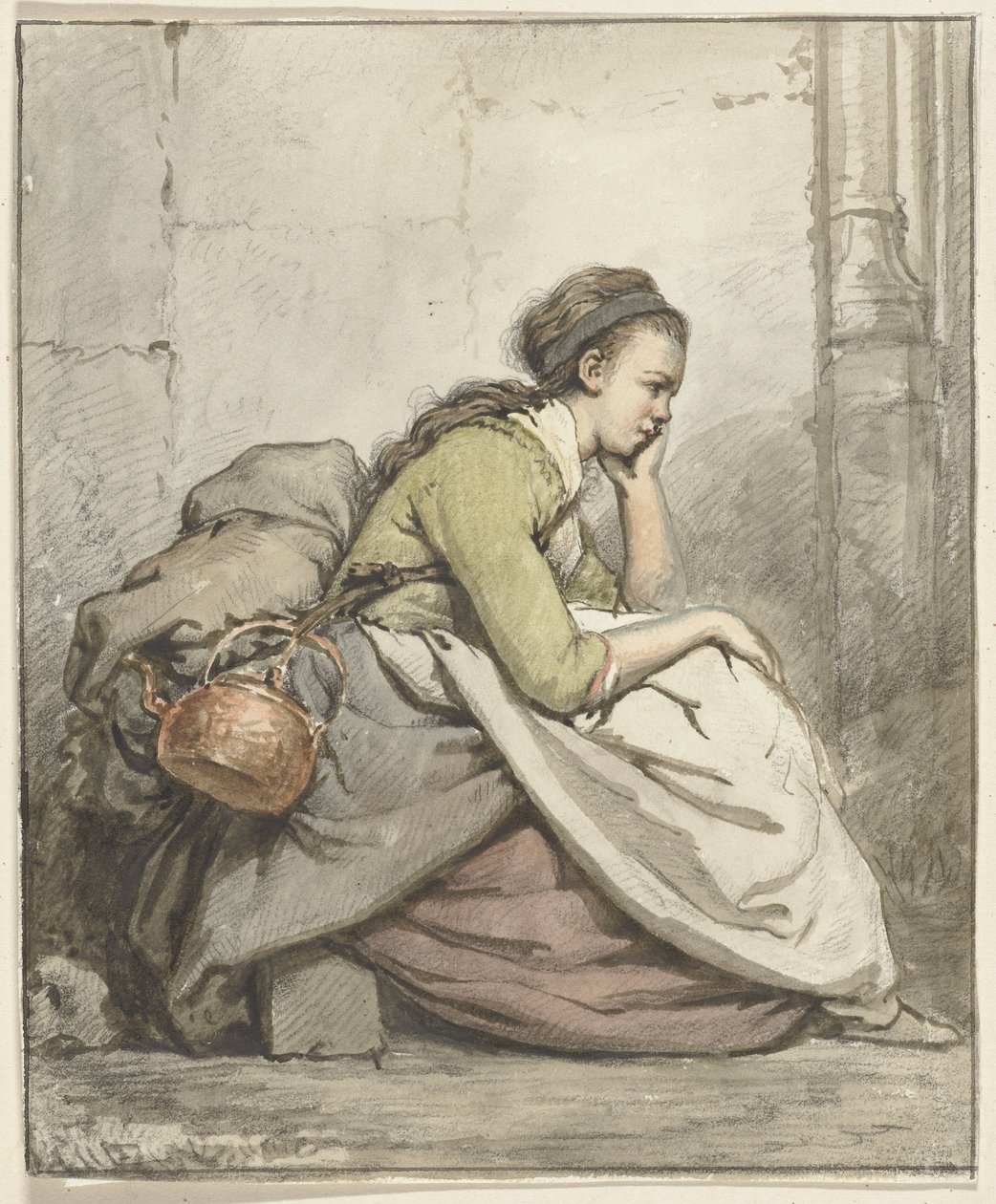 Sittende kvinne med en kobberkjele av Abraham van Strij (I)
