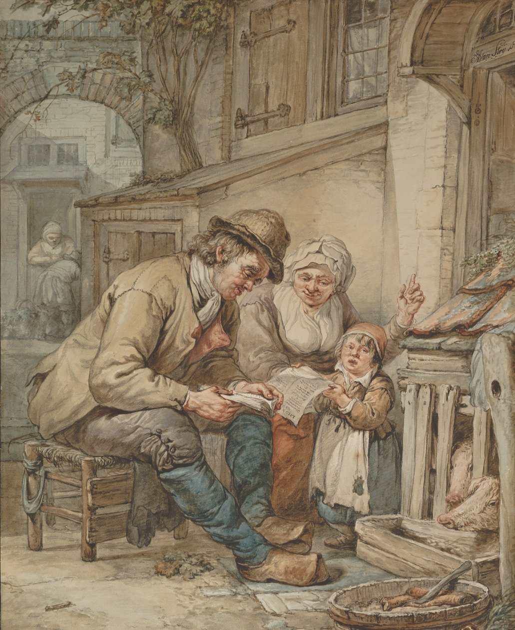 Foreldre som lærer datteren sin en sang, tidlig på 1800-tallet. av Abraham van Strij