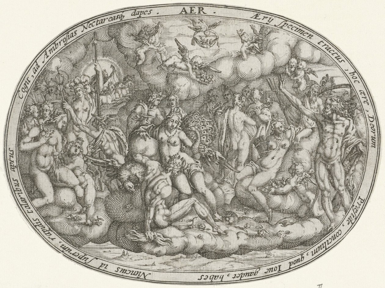 Olympiske guder blant skyene: elementet luft Aer (tittel på objekt) The Four Elements (serietittel) av Abraham van den Hecken