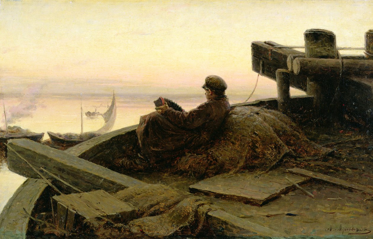 Ved elven Volga, 1889 av Abram Efimovich Arkhipov