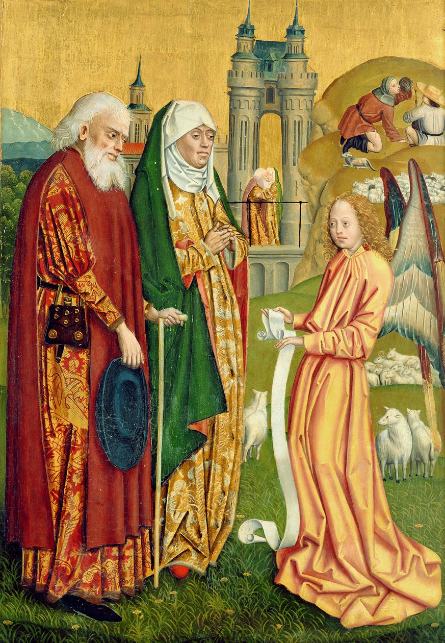 Bebudelsen til Joachim og Anne, fra kuppelalteret, 1499 (tempera på panel) av Absolon Stumme