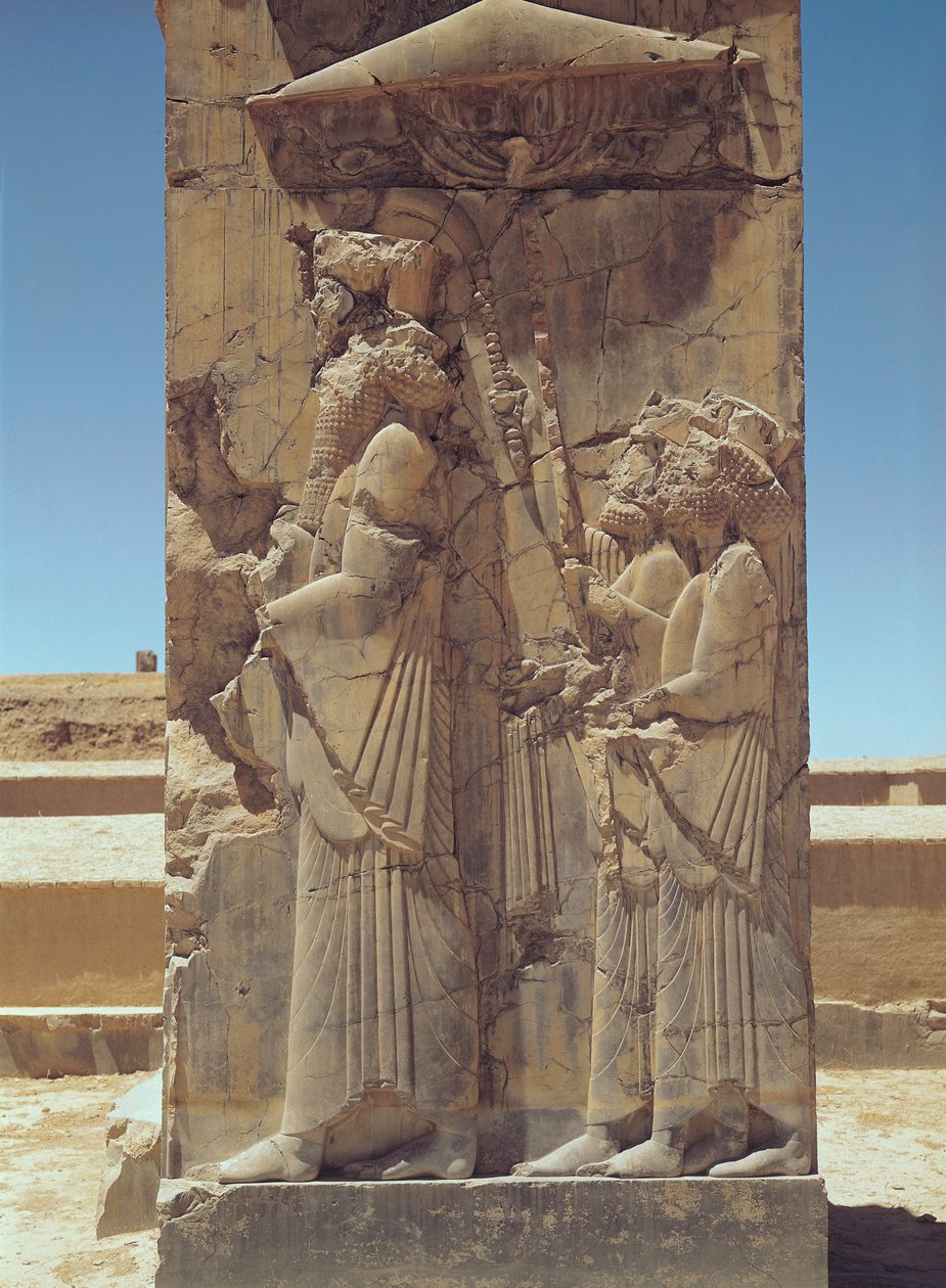 Relieff som viser Xerxes I (ca. 519-465 f.Kr.) med to ledsagere av Achaemenid