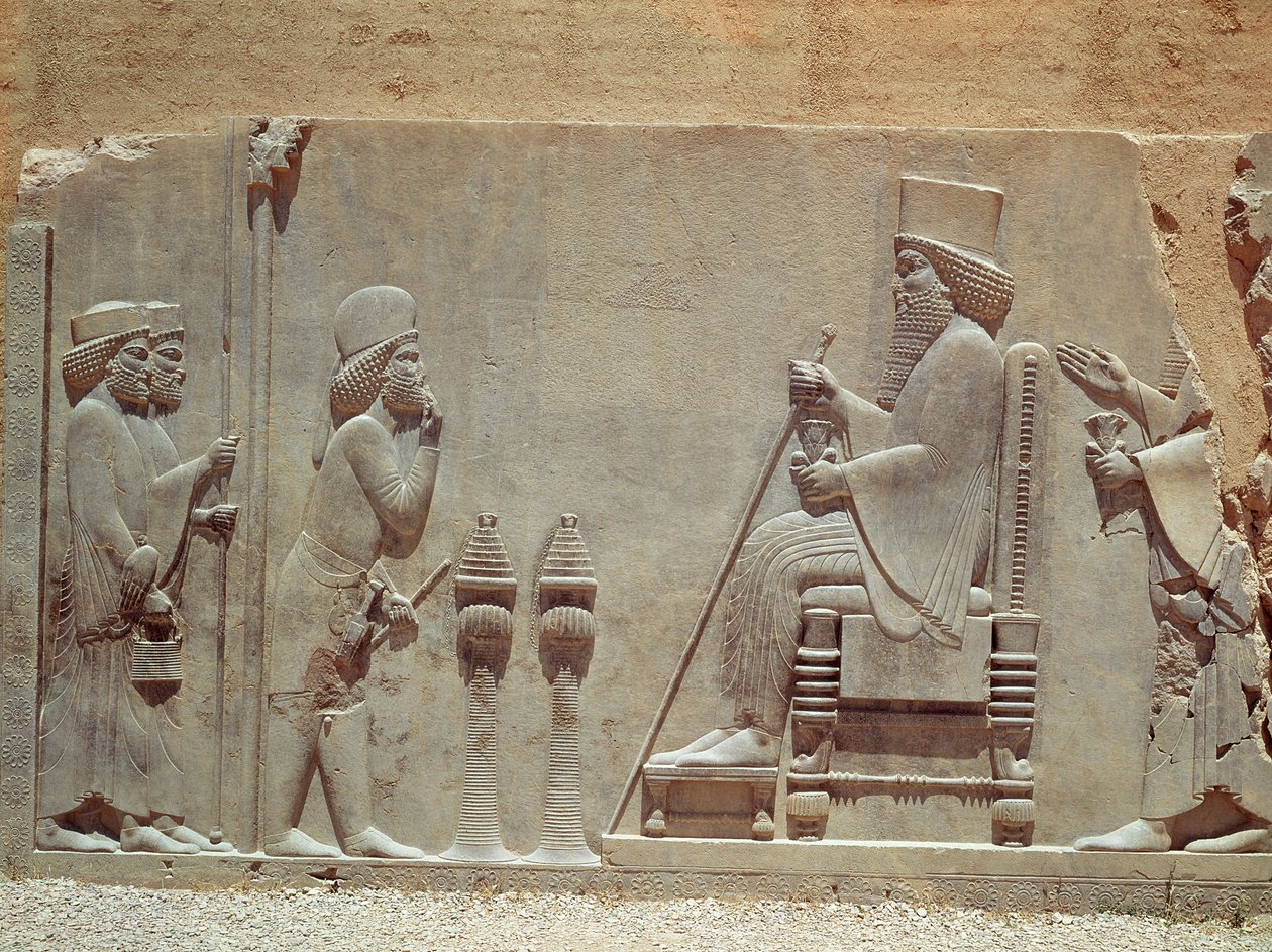 En medianoffiser som hyller kong Darius I fra statskassen, ca. 515 f.Kr. (kalkstein) (se også 209288) av Achaemenid